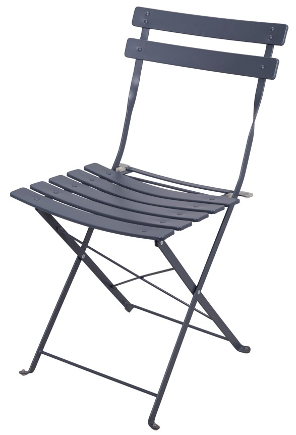 Składane krzesło ogrodowe BISTRO szare metalowe krzesło na balkon taras i do ogrodu